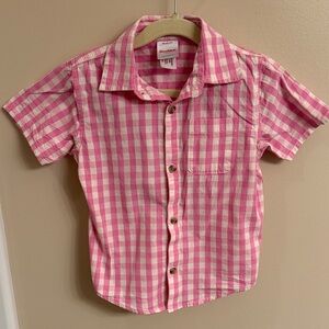Hanna Andersson Pink Checkered Button Down Shirt
